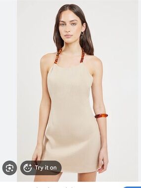 Halter Neck Cream Mini Dress